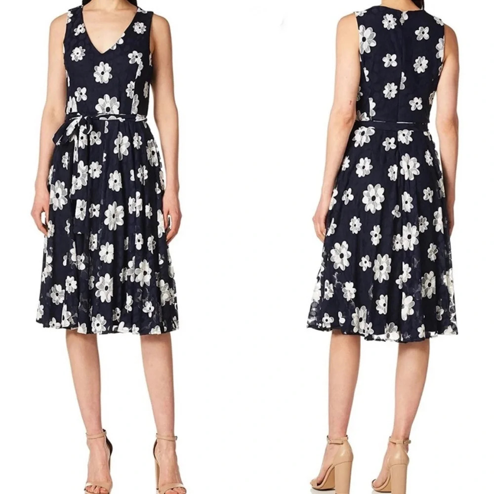 Tommy Hilfiger Women's Floral Tie Waist Midi Flow Dress Sz 6 Nwot #005
